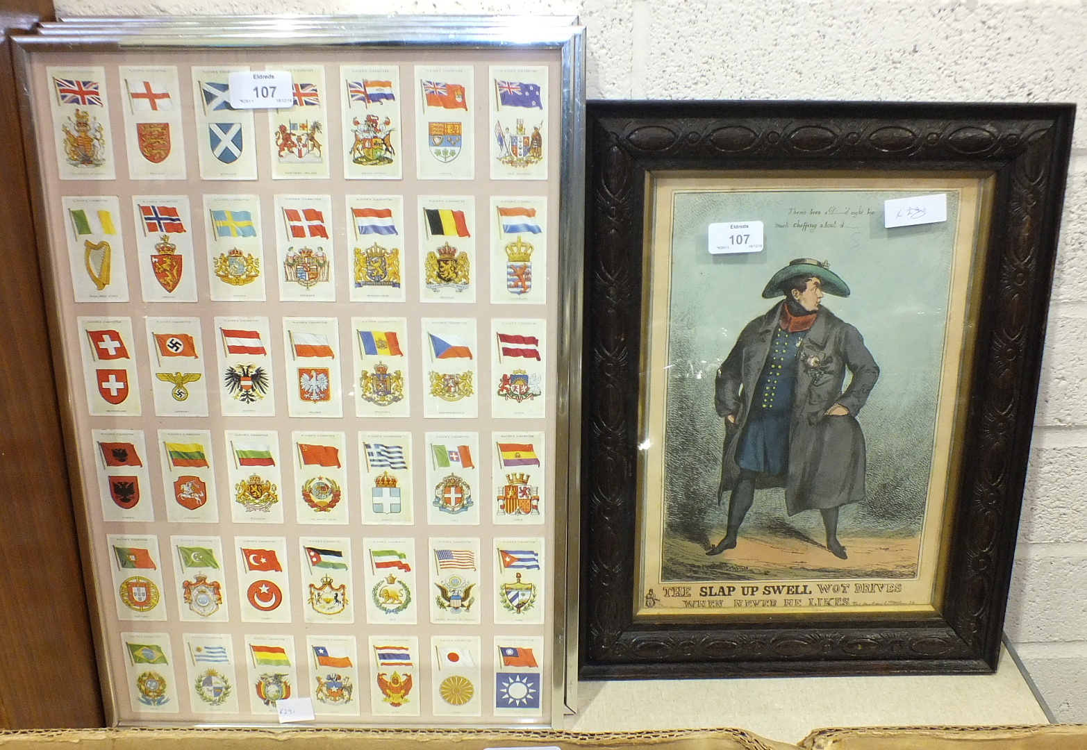 After William Heath, "The Slap Up Swell Wot Drives When Hever He Likes", a framed hand-coloured