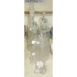 A collection of six various glass decanters and stoppers, (6).