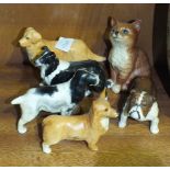 Five Beswick dog models, including Corgi (small), Bull Dog "Bosun" (small), Sheep Dog (small),