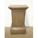 A grained wood pedestal, 104cm high, 64cm wide, a Rose Croix Masonic black room altar and