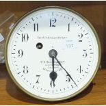 A single fusée wall clock movement, the ceramic 17cm dial marked "Sir W H Bailey's Patent, W H