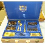 A 'Royal Collection' Solingen gilt canteen of cutlery for twelve, in fitted briefcase, (one fork