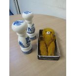 SMALL TEDDY BEAR & BLUE / WHITE SALT & PEPPER