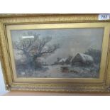 W C PAINTING CATTLE IN WINTER- (FRAME AF)