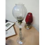 FIGURAL GLASS OIL LAMP