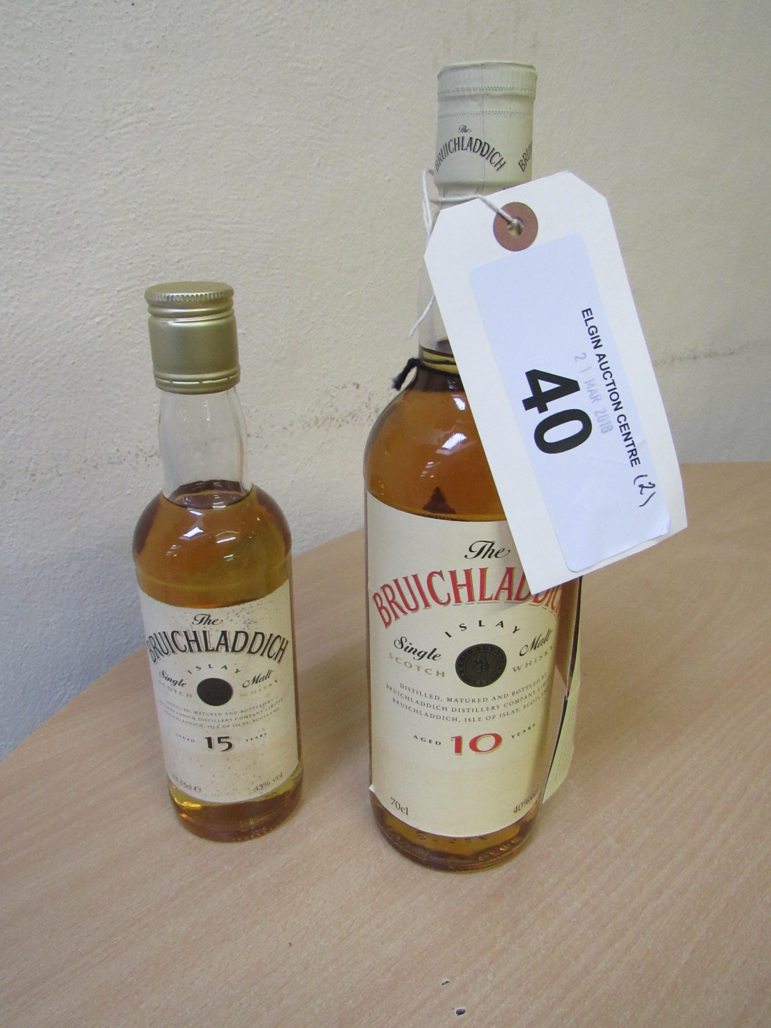 2 X BRUICHLADDICH -70CL 10 Y O 40% VOL & 33.3CL 15 Y O 43% VOL