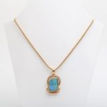 Kette mit Anhänger Boulderopal, Brillanten zus. ca. 0,25ct., Weiß/ VS, GG 18K. * Leg. 750/000 * Gew.