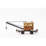 MÄRKLIN Kranwagen 1768, Spur 0, 1933-1939, Blech, braun/schwarz lack., auf Unterseite gemarkt, 2-