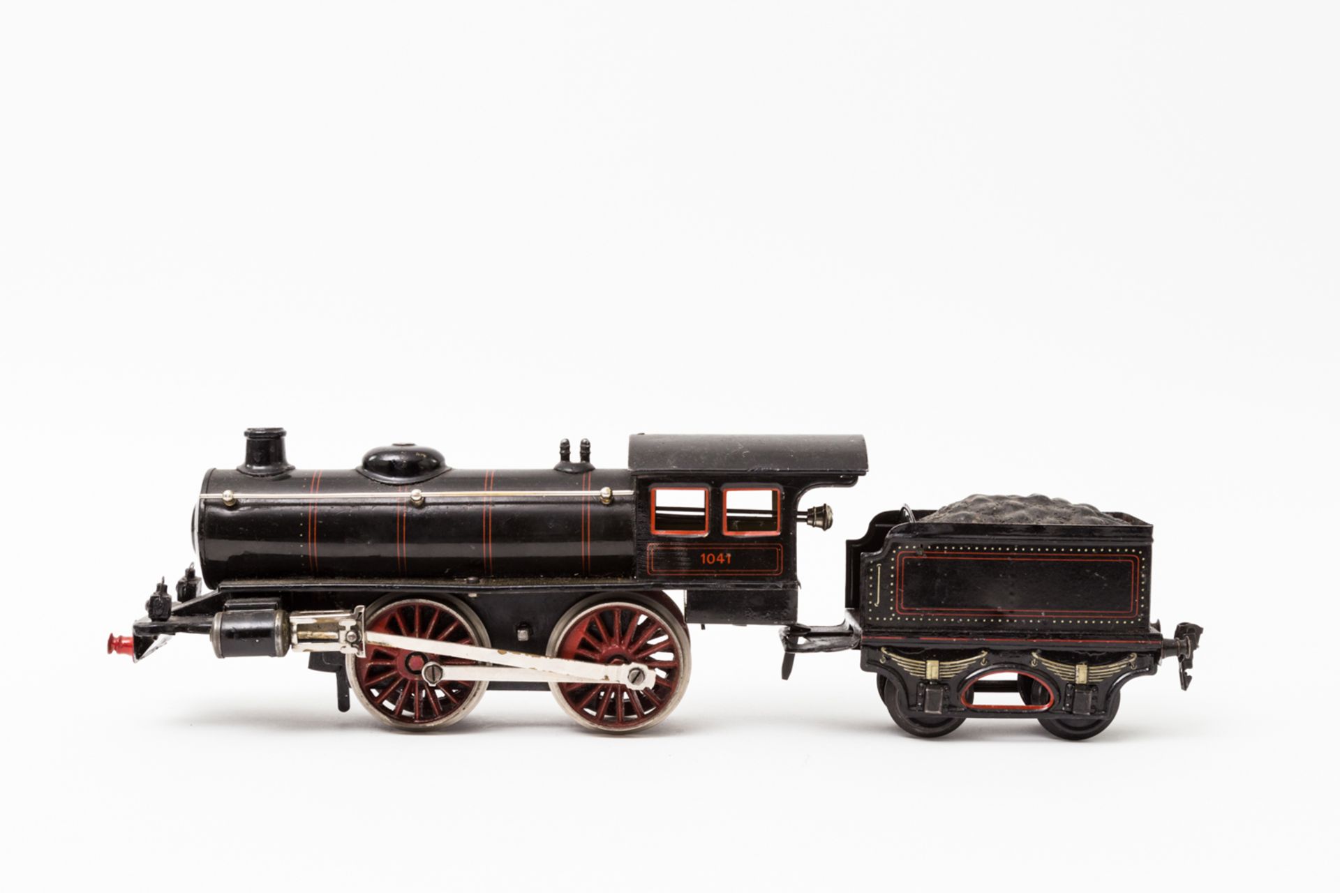 MÄRKLIN Uhrwerk-Dampflok R 1041, Spur 1, 1925-1932, Blech, schwarz lack., lithogr., vor- u.