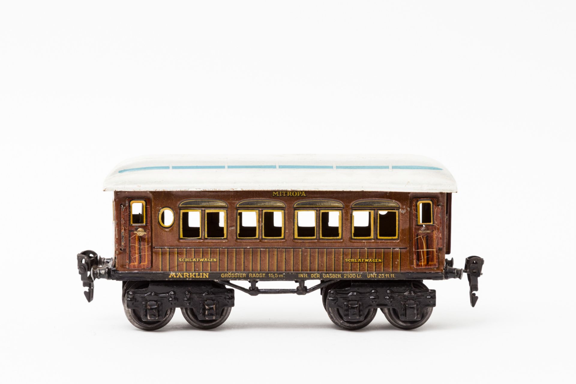 MÄRKLIN Mitropa-Schlafwagen 1886 T/Sch, Spur 0, 1926-1928, Blech, teakbraun, lithogr., 1