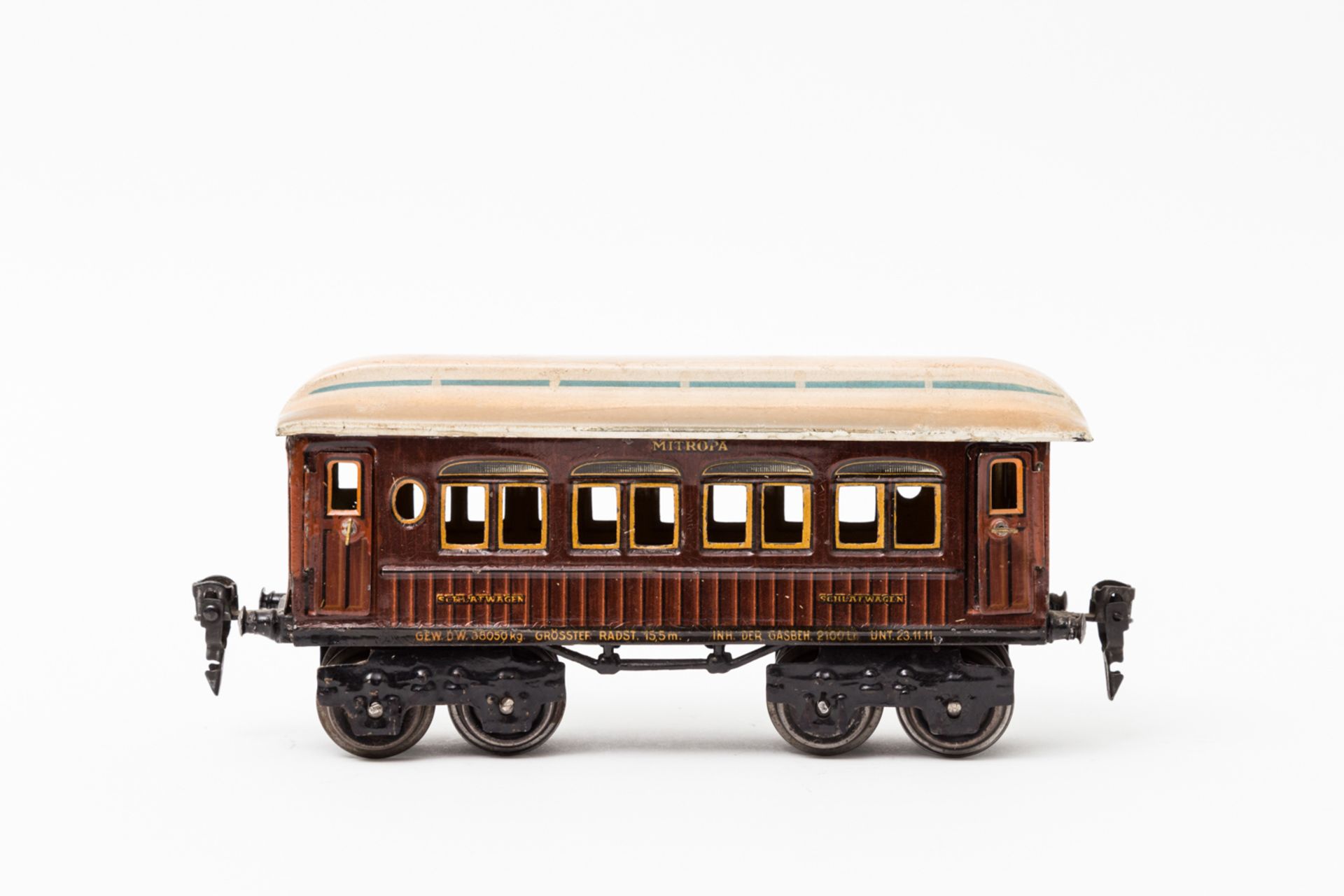 MÄRKLIN Mitropa-Schlafwagen 1886 T/Sch, Spur 0, 1926-1928, Blech, teakbraun, lithogr., beide