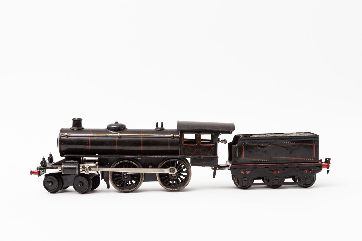 MÄRKLIN Uhrwerk-Dampflok E 1041, Spur 1, 1925-1930, Blech, schwarz, lithogr., bez. "2588", vor- u.