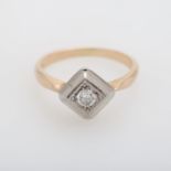 Ring mit Brill. ca. 0,2ct., W (H)/ VS, in RG/WG 14K, RW: 51. * Leg. 585/000 * Gew. 2,9 g