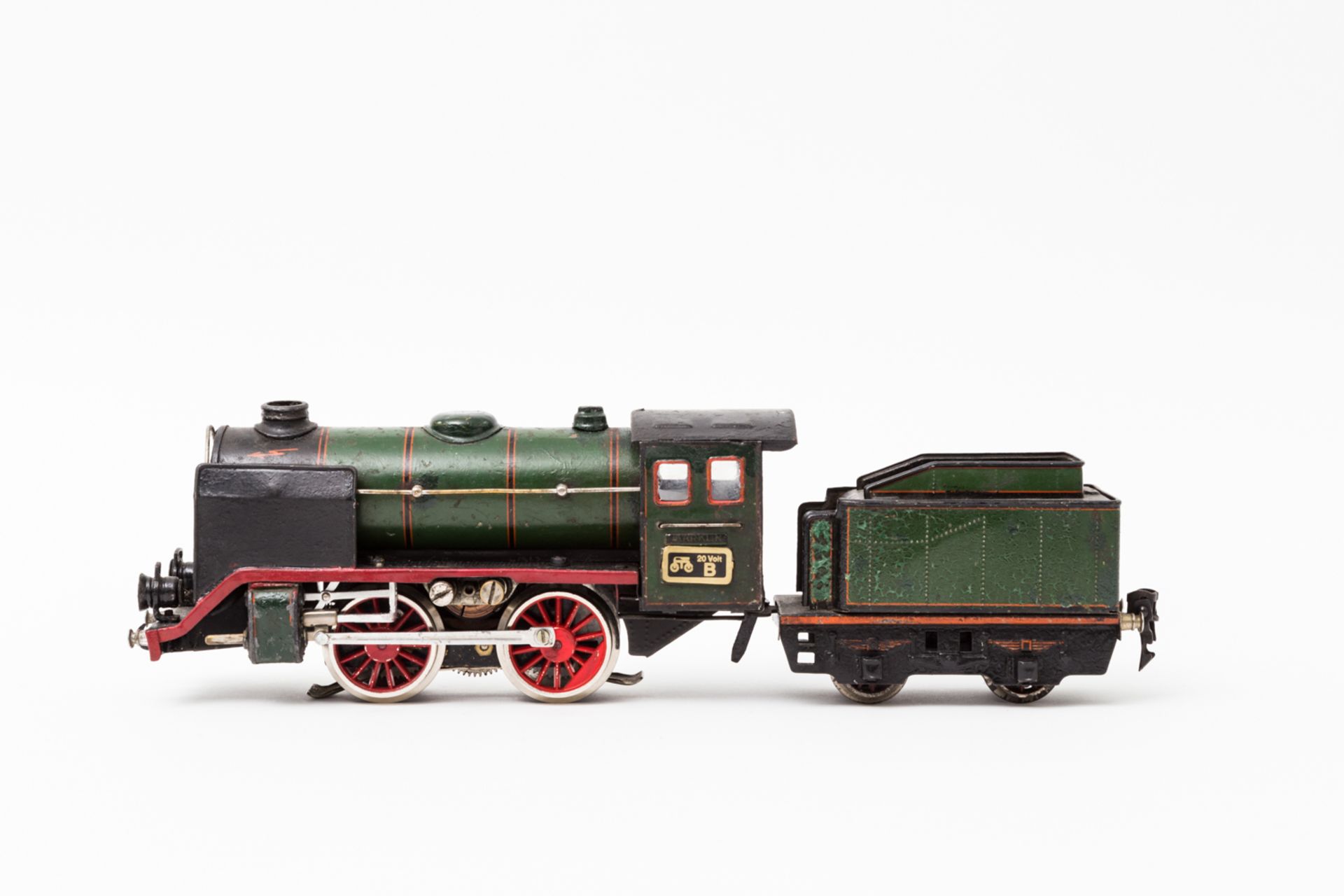 MÄRKLIN Dampflok R 66/12920, Spur 0, 1930er Jahre, Blech, grün/schwarz lack., gr. Windleitbleche,