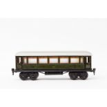 MÄRKLIN Personenwagen 1888 P, Spur 1, 1929-1930, Blech, olivgrün, lithogr., Stirnseiten gemarkt, 4-