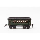 MÄRKLIN Personenwagen 1886 T/P, Spur 0, 1926-1928, Blech, grün, lithogr., 1 Stirnseite gemarkt, 4-