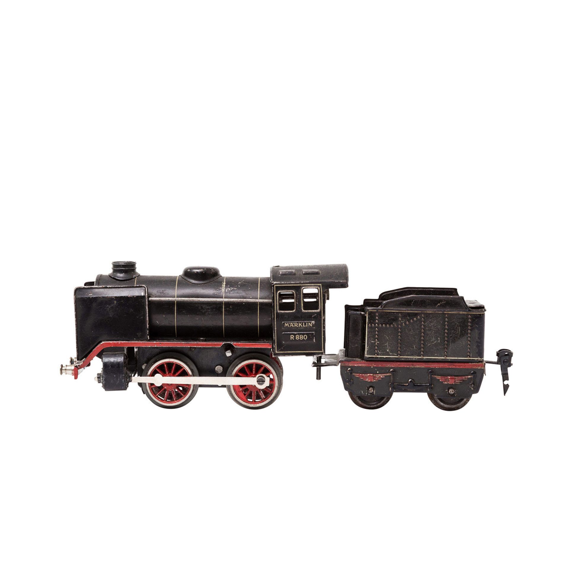 MÄRKLIN Triebwagen TWE 12930, Spur 0, 1935-1940, Blech, rot/creme lack., auf Unterseite - Bild 4 aus 4