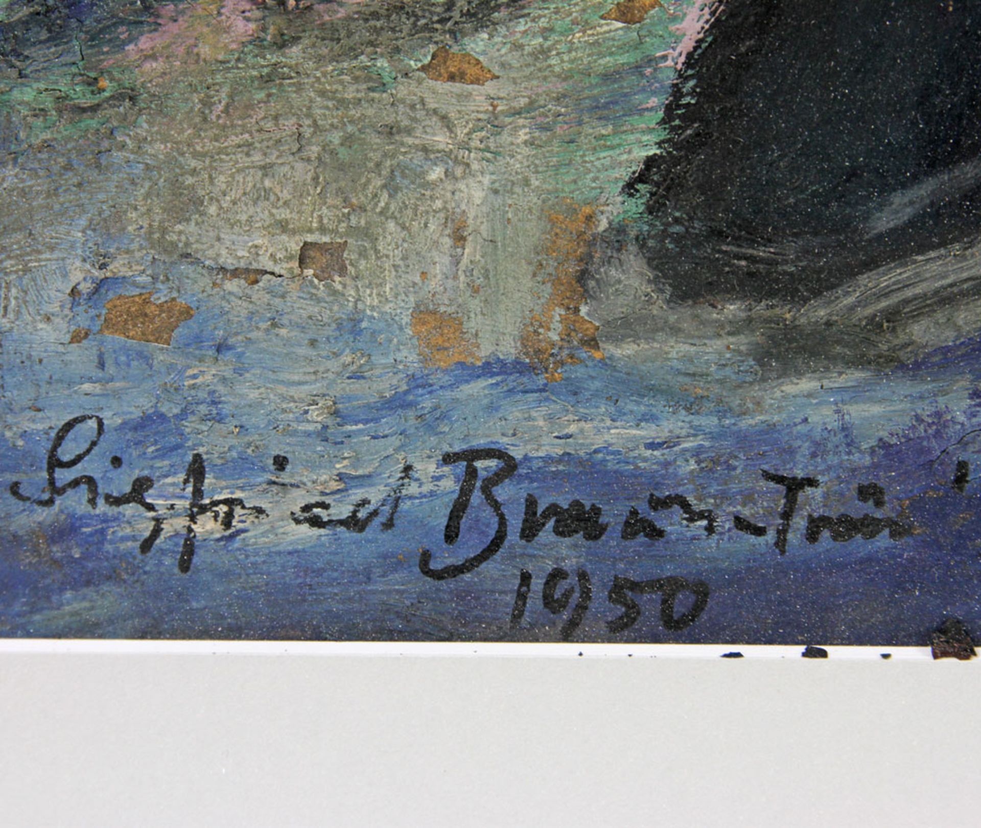 BRAUN, SIGI (geb. 1928) 'Heimkehrer', Gouache/Karton, eindrucksvolle Darstellung zweier - Bild 3 aus 4