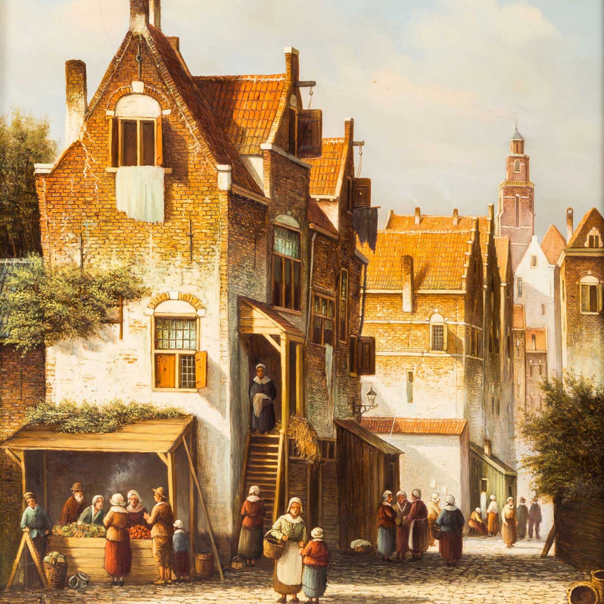 STEENHOUWER, CORNELIUS PIETER (geb. 1946 Rotterdam), "Markt in der Straße einer holländischer