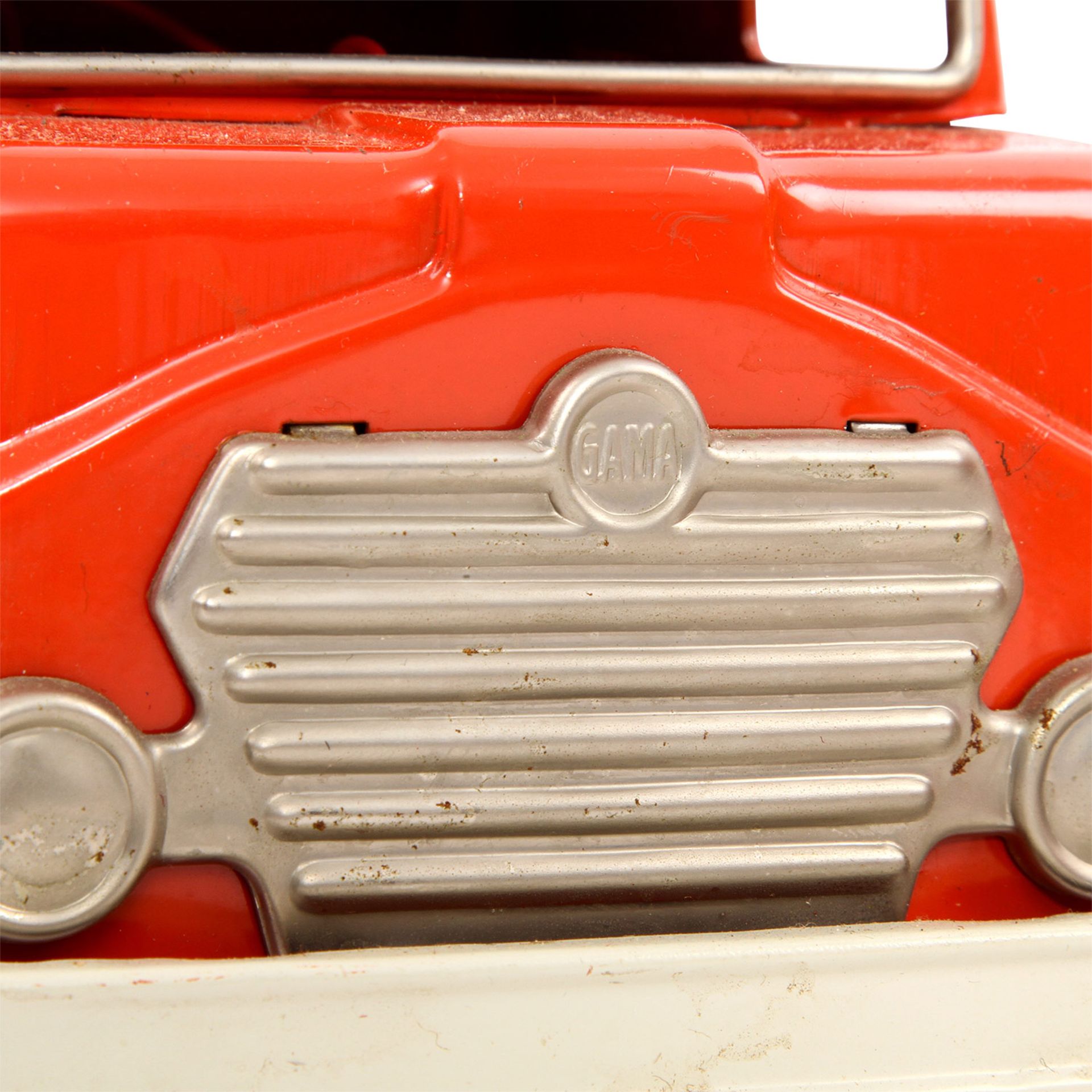 GAMA Feuerwehrfahrzeug 2622, 1950er/60er Jahre, gemarkt, Blech u. Kunststoff, gummibereift, - Bild 8 aus 9