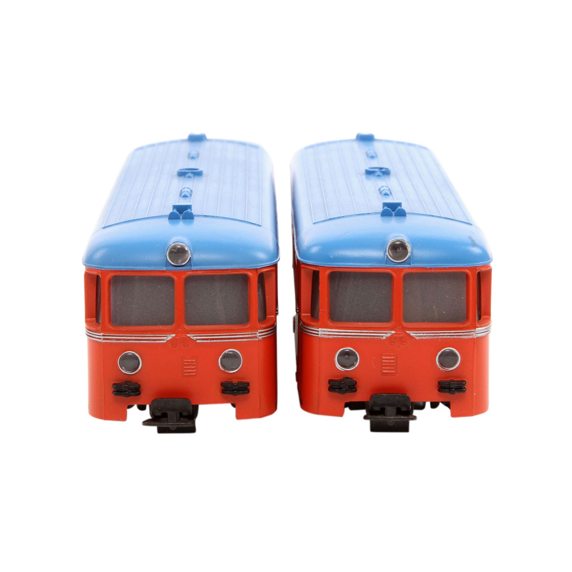 MÄRKLIN Schienenbus mit Beiwagen 3140, Spur H0, Kunststoff-Gehäuse, rot m. blauem Dach, VT 21 und VS - Bild 4 aus 8