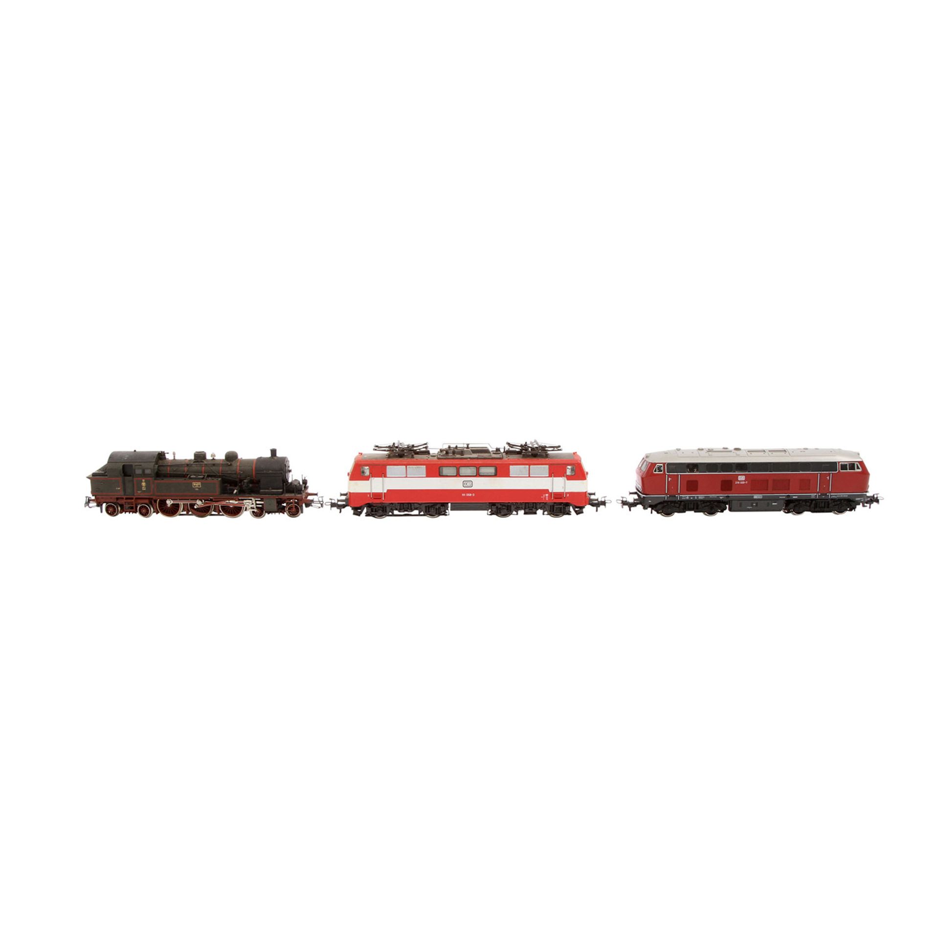 MÄRKLIN drei Loks 3075/3109/3172, Spur H0, Kunststoff-/Guss-Gehäuse, 3075: rot, BR 216 der DB, BN - Bild 5 aus 8