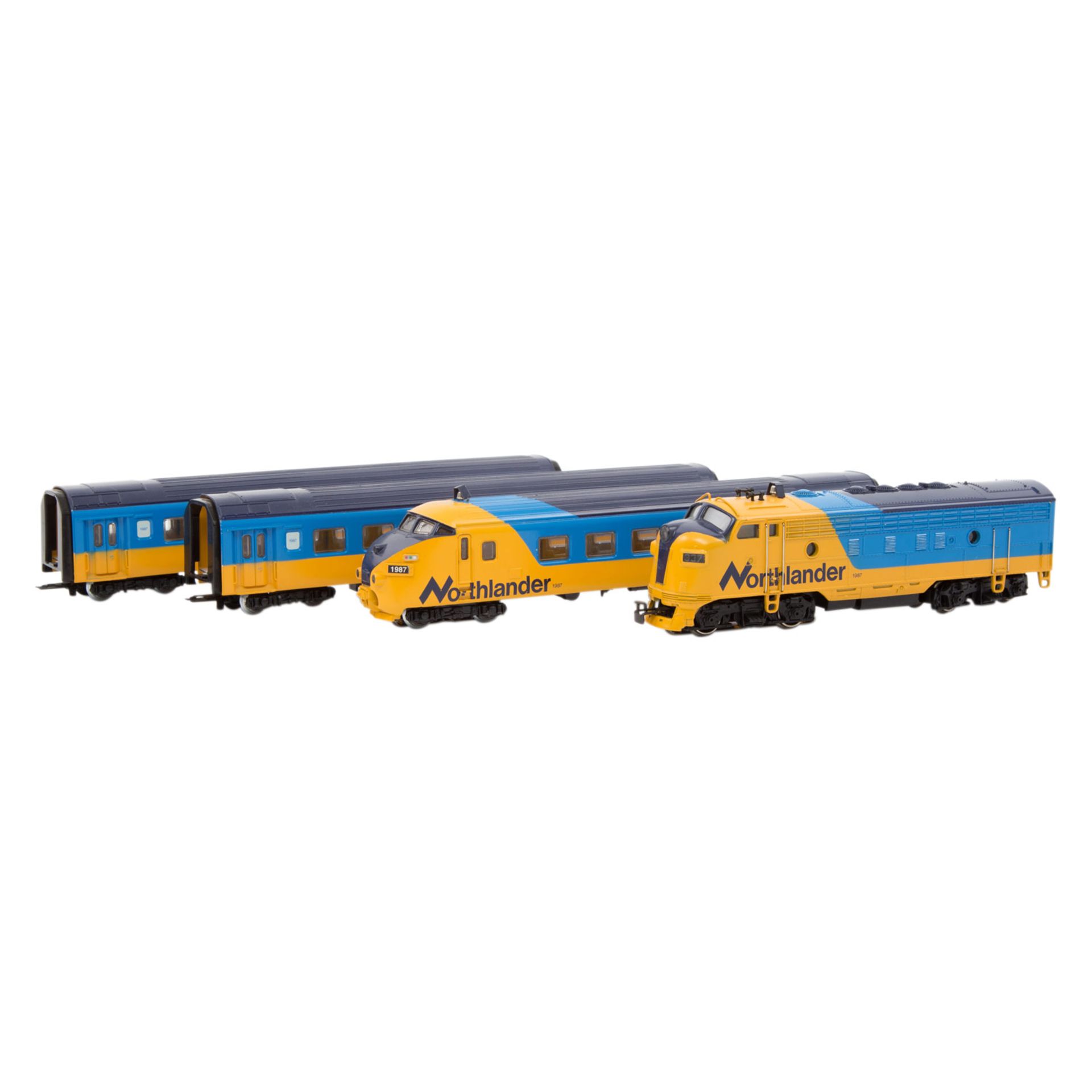 MÄRKLIN Triebwagenzug "Northlander", Spur H0, Guss- bzw. Kunststoff-Gehäuse, blau/gelb, 4-teilig,