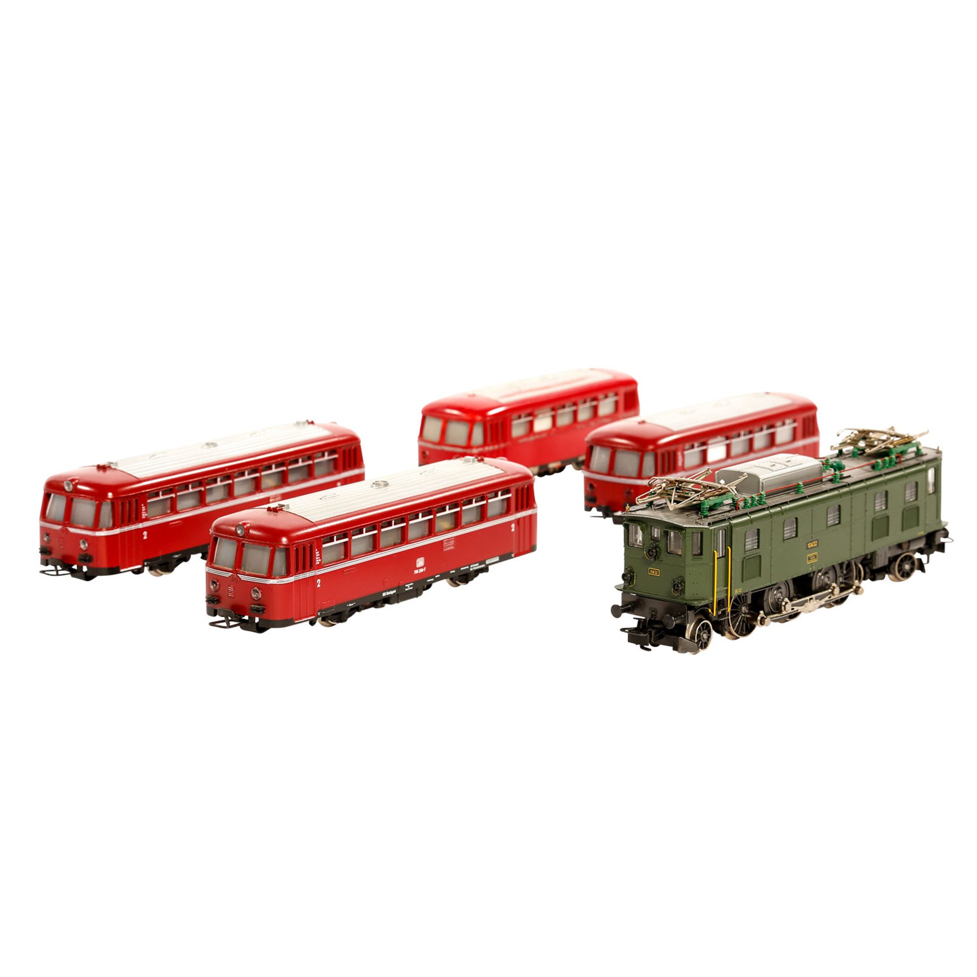 MÄRKLIN E-Lok 3167 und zweimal Schienenbus mit Beiwagen 3016/4018, Spur H0, Kunststoff, 3167: - Bild 2 aus 8