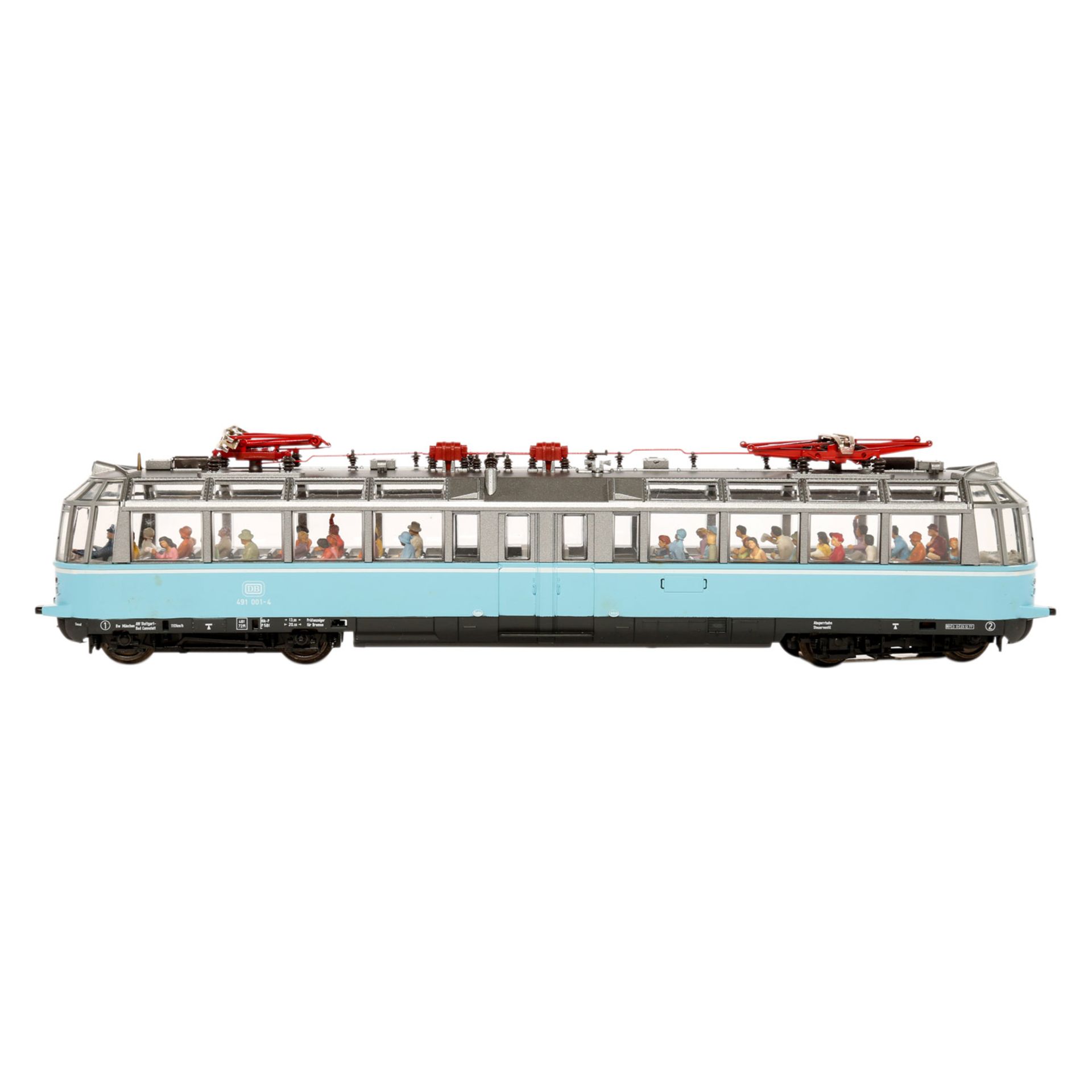 ROCO "Der Gläserne Triebwagen" 43930, Spur H0, Kunststoff-Gehäuse, hellblau/silbern, BR 491 der - Bild 2 aus 10