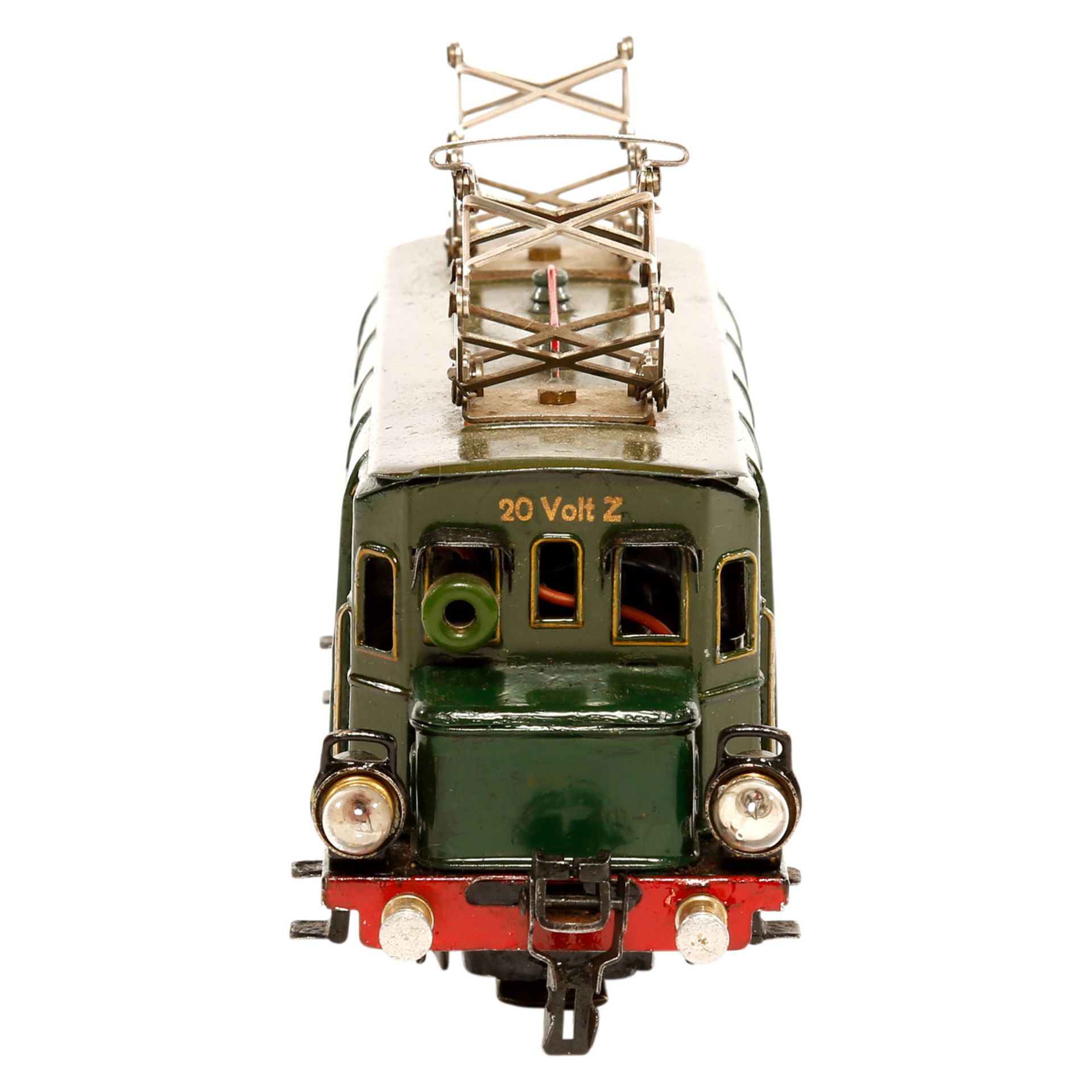 MÄRKLIN E-Lok RS 66/12910, Spur 0, 1933-1953, Blech, grün, lithogr., graues Dach, vor- und - Bild 4 aus 8