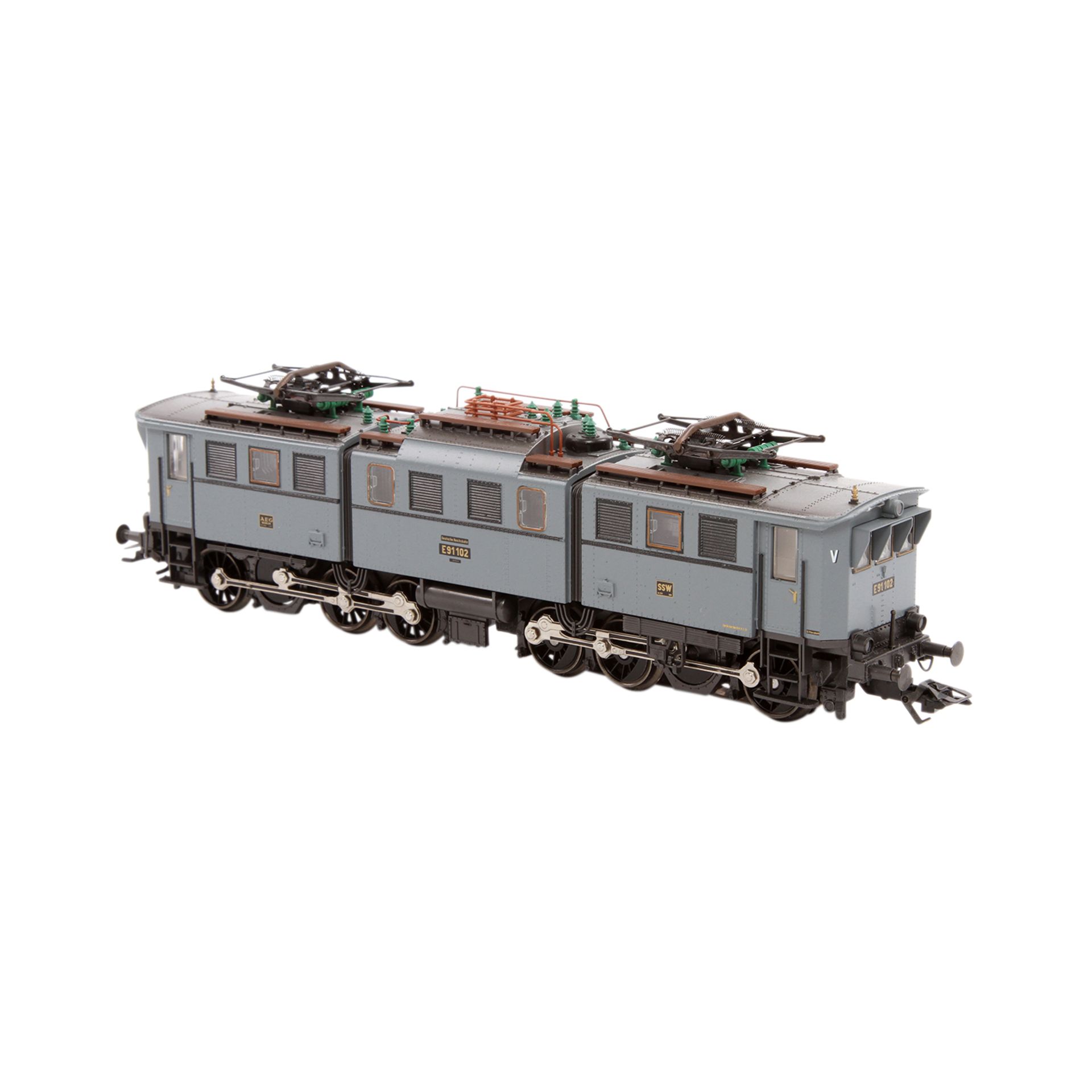 MÄRKLIN E-Lok 3528, Spur H0, Guss-Gehäuse, grau, BR E 91 der DR, BN E91 102, 3-teilige Gelenkbauart.