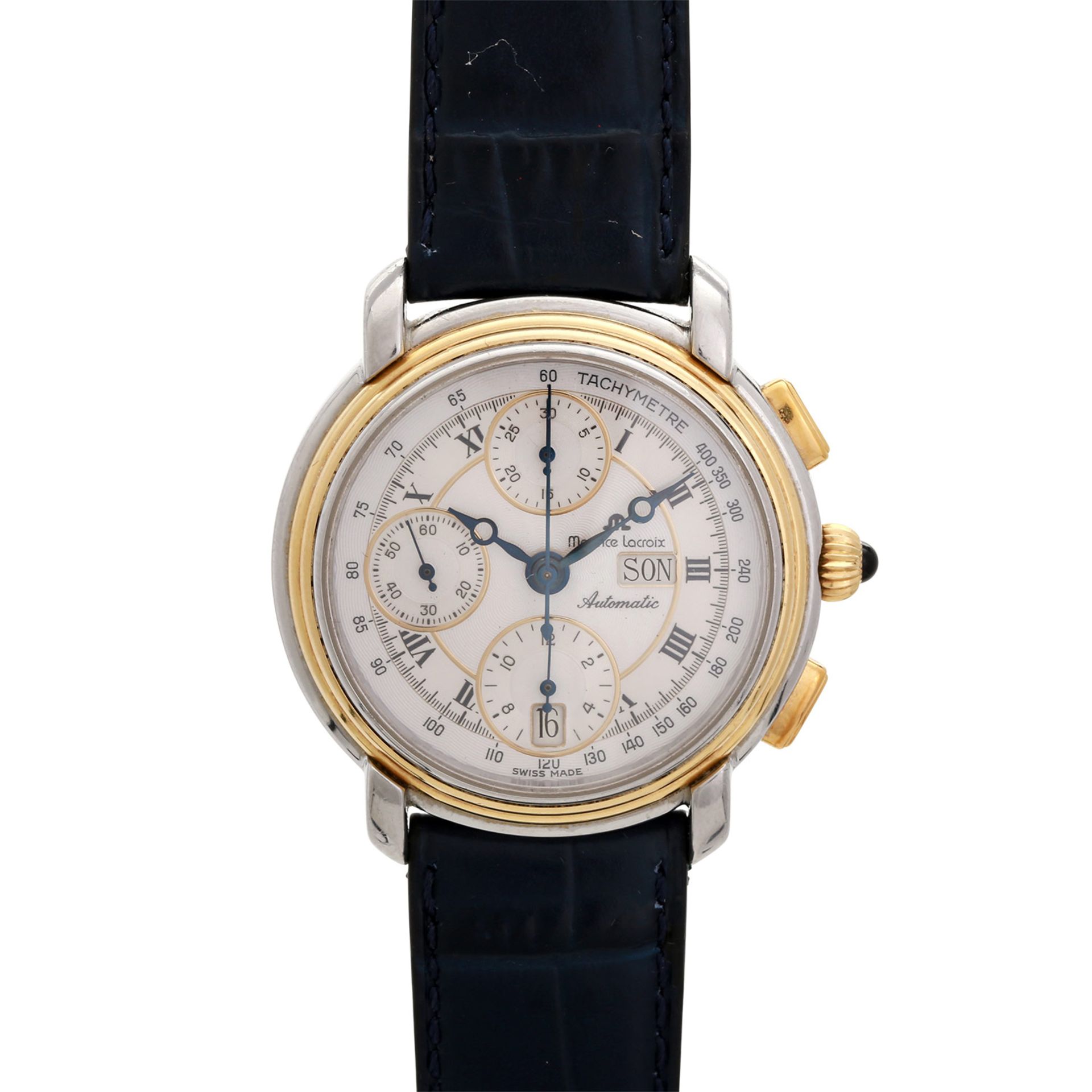 MAURICE LACROIX Masterpiece Chronograph Herrenuhr, Ref. 67413, ca. 1990er Jahre. Edelstahl/