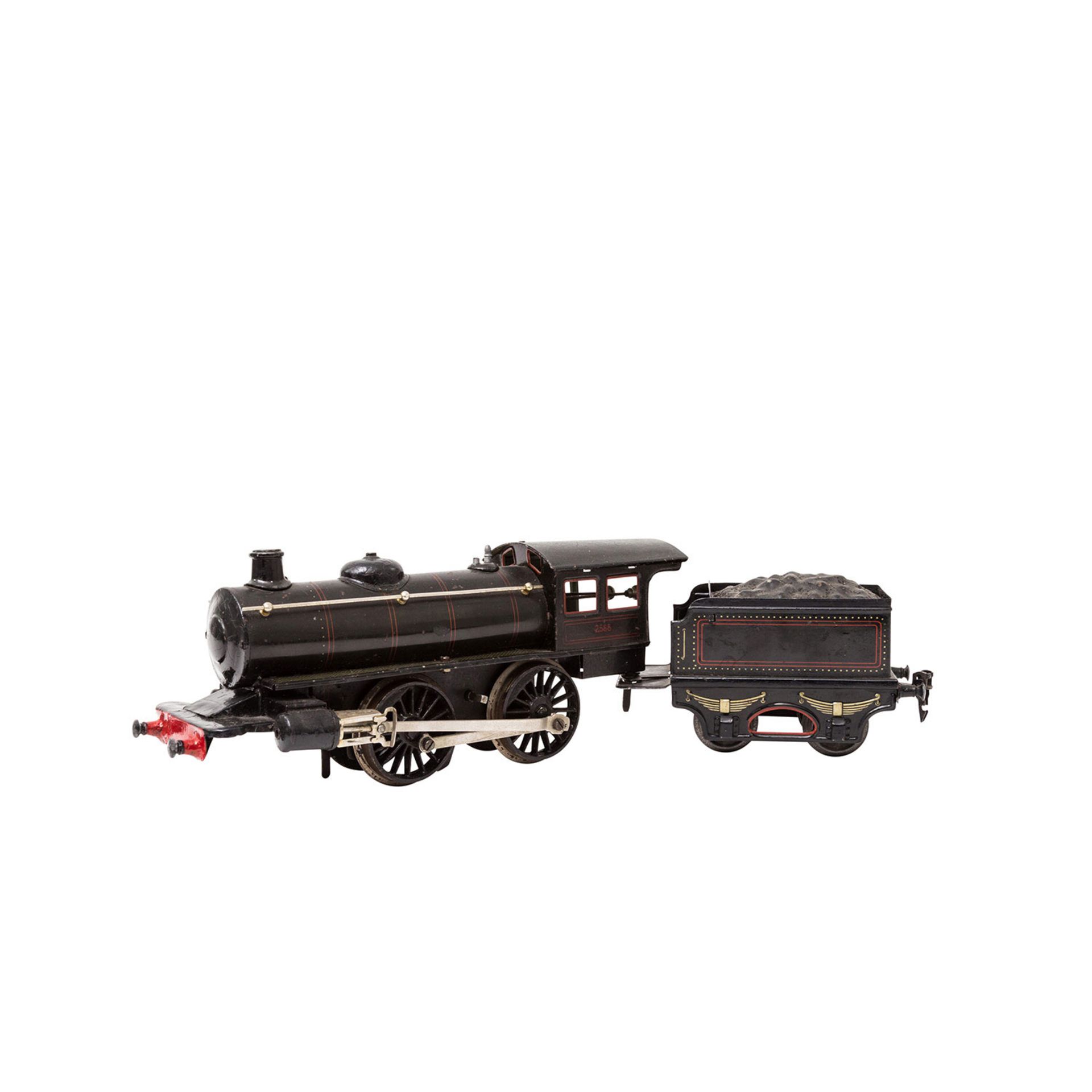 MÄRKLIN Uhrwerk-Dampflok R 1041, Spur 1, 1925-1932, Blech, schwarz lack., lithogr., bez. "2588", - Bild 2 aus 3