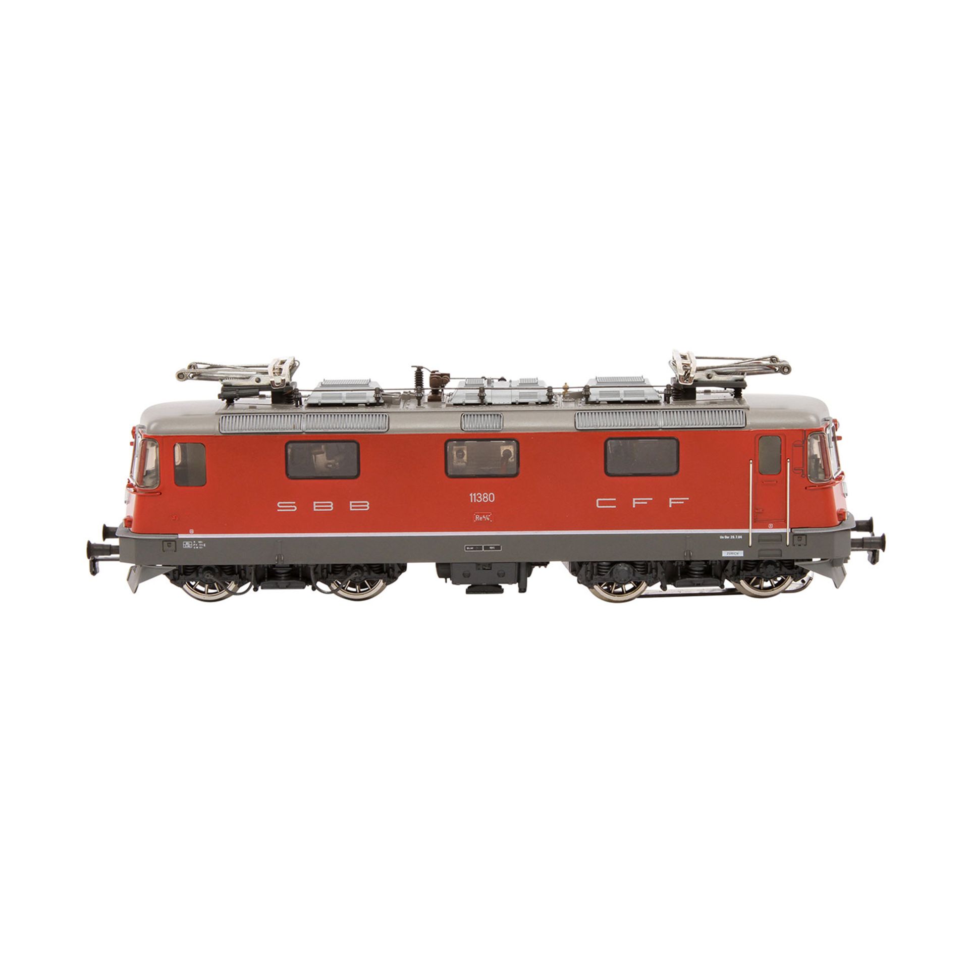 HAG E-Lok 165, Spur H0, Guss-Gehäuse, rot, BR Re 4/4 II der SBB, BN 11380, 2 Einholm-Pantographen. - Bild 3 aus 8