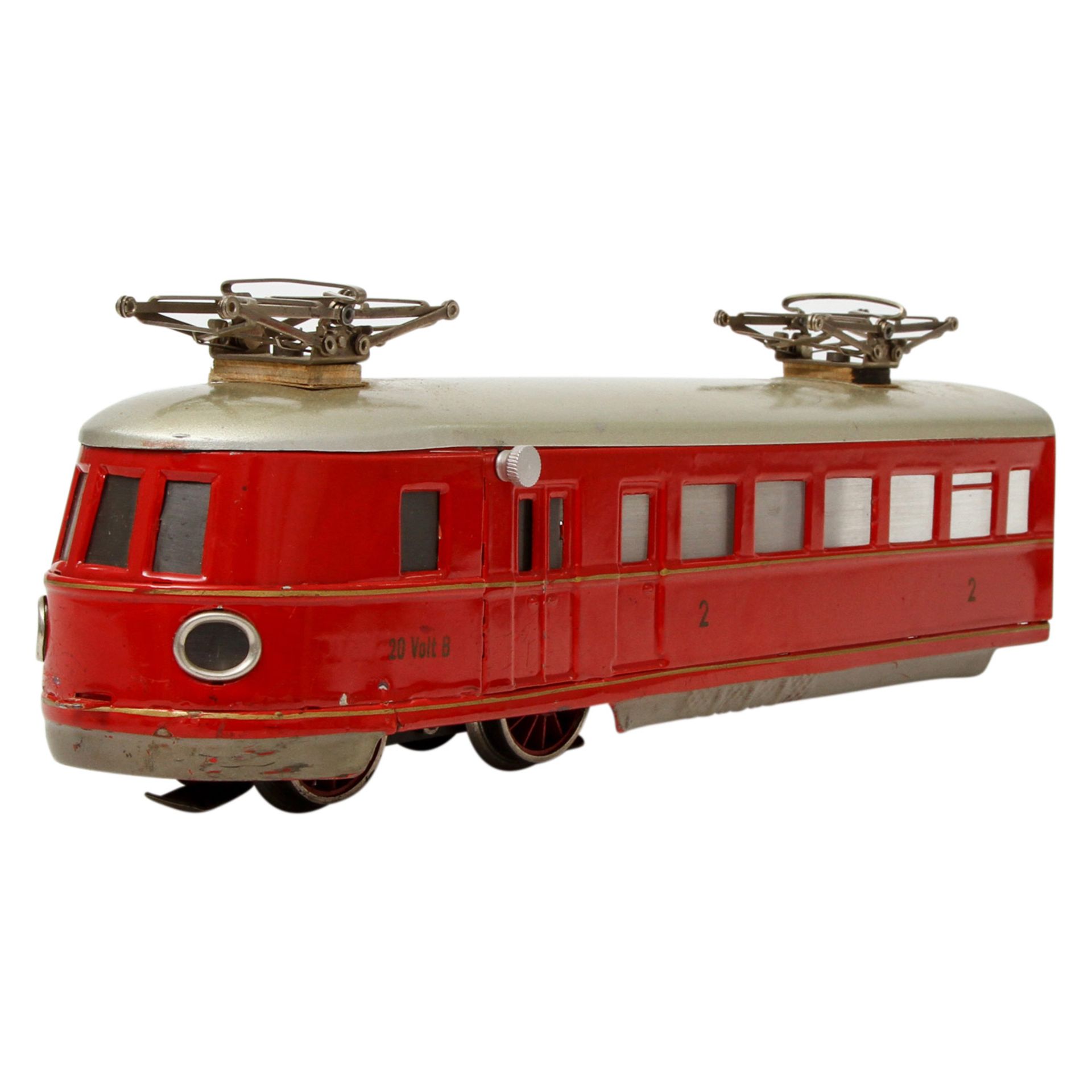 MÄRKLIN Schnelltriebwagen TW 66/12940/3 PR, Spur 0, 1937-1939, Blech, rot lack., 3-teilig, 8-achsig, - Bild 13 aus 32