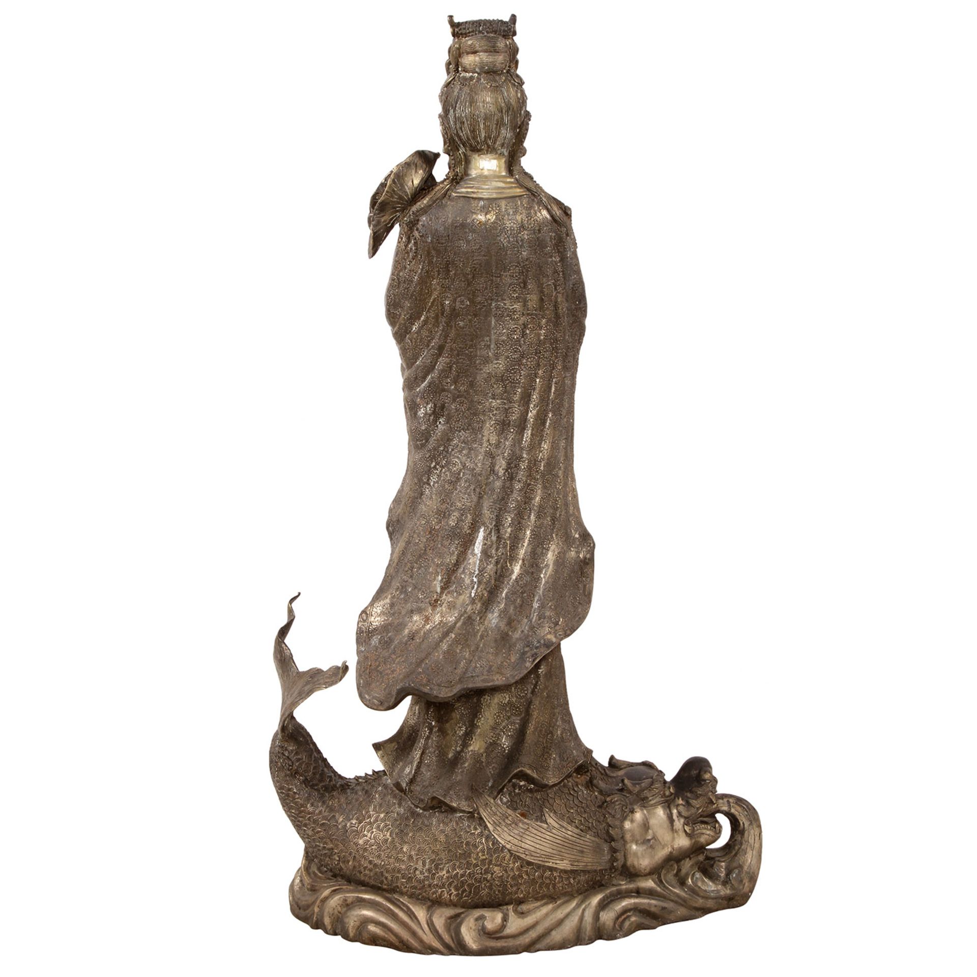 GROßE BRONZESKULPTUR, GÖTTIN GUANYIN 20. Jh., Bronze, Detailreiche Skulptur der Buddhistischen - Bild 3 aus 4