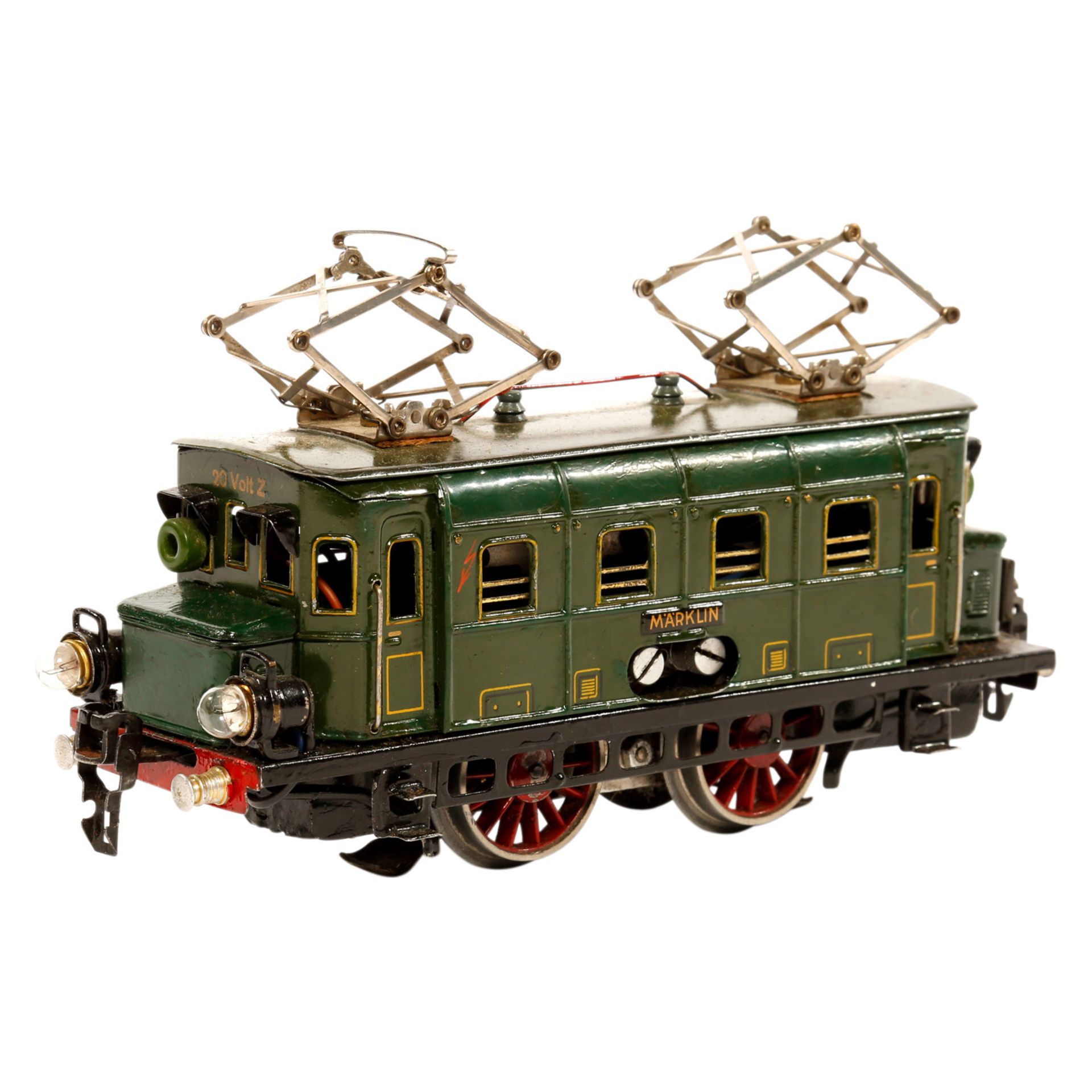 MÄRKLIN E-Lok RS 66/12910, Spur 0, 1933-1953, Blech, grün, lithogr., graues Dach, vor- und