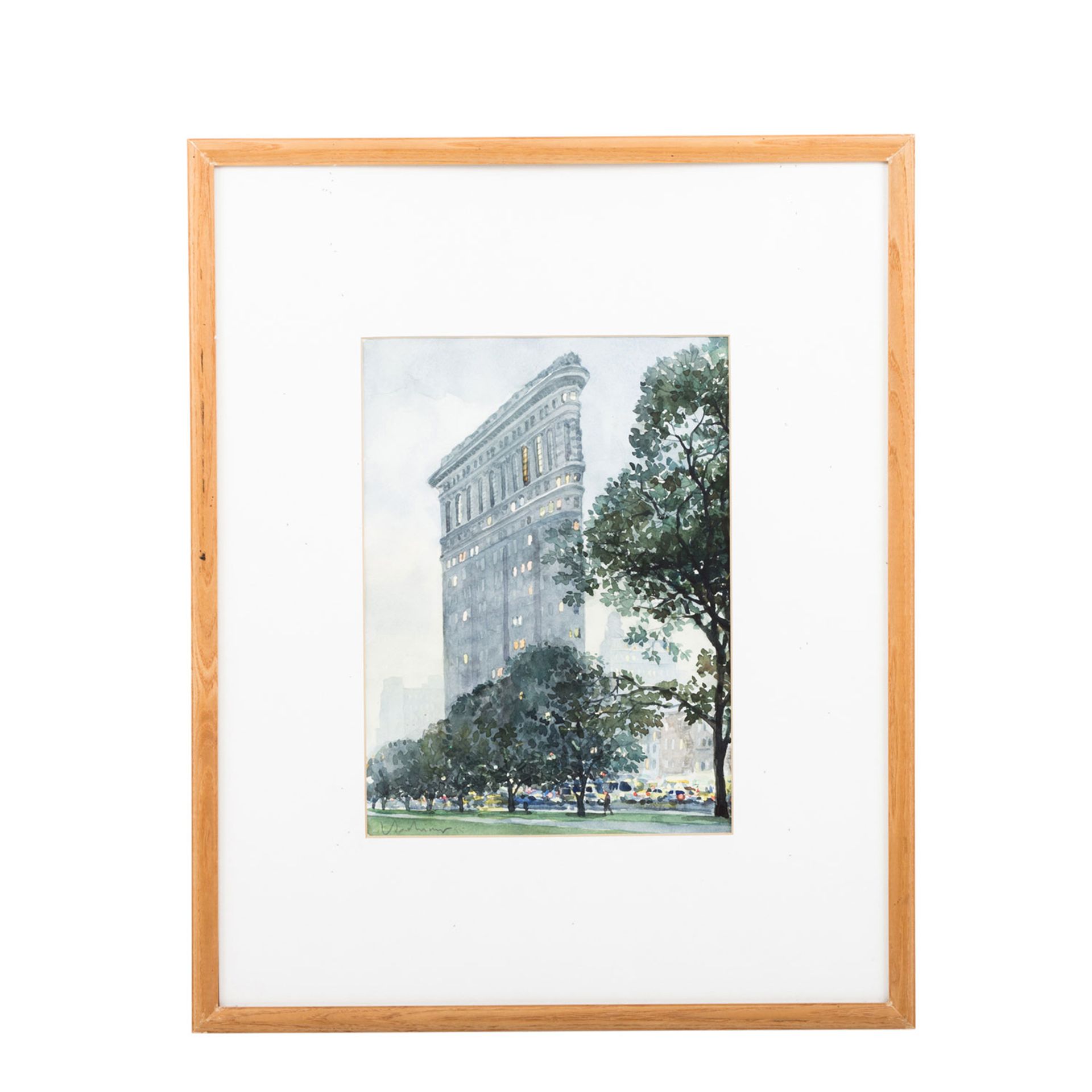 VLADIMIR (slavischer Künstler 20. Jh.), "Flatiron Building in New York", Straßenszene, u.li. sign. - Bild 2 aus 4