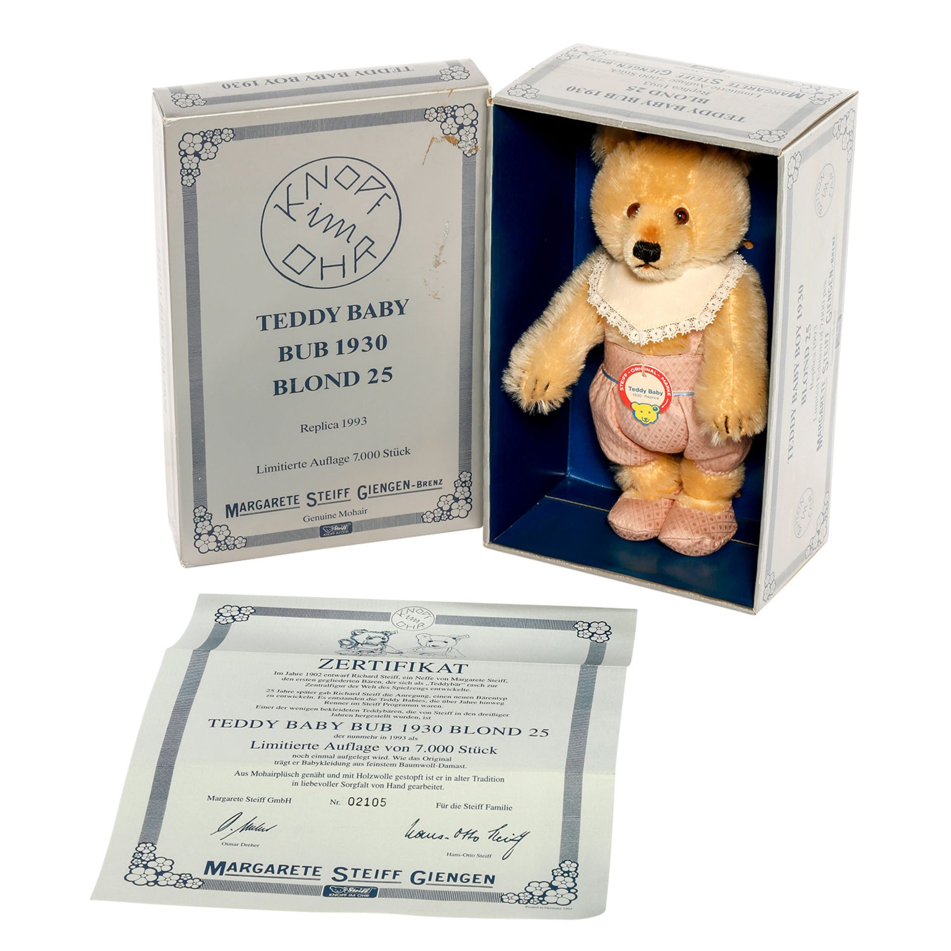 STEIFF Teddy Baby Maid und Teddy Baby Bub Nr. 407512/407529, 1993, Replik v. 1930, limit. Aufl. - Bild 5 aus 9