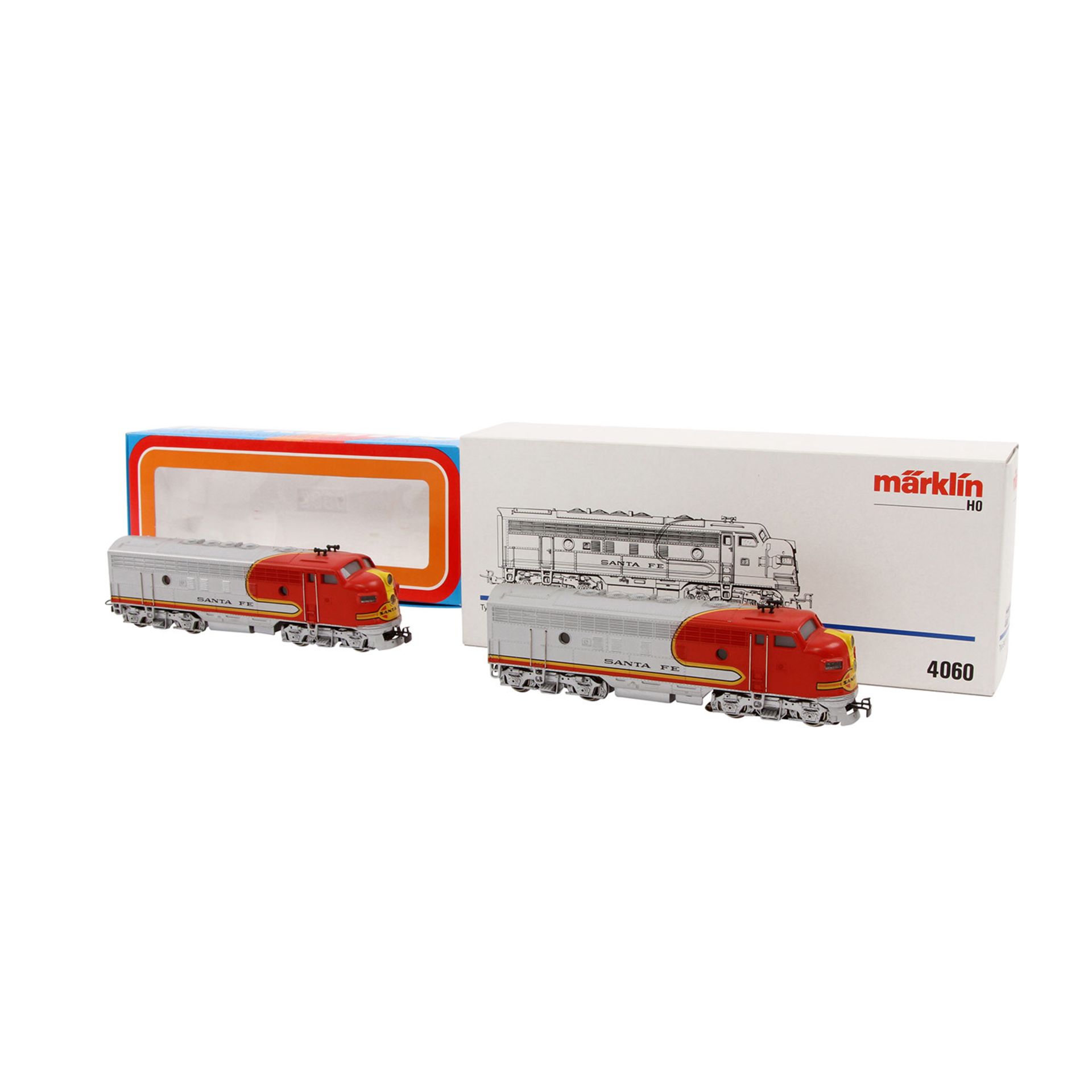 MÄRKLIN Amerik. Doppel-Diesellok 3060/4060, Spur H0, Guss-Gehäuse, rot/silbern, BR EMD F7 der - Bild 8 aus 8