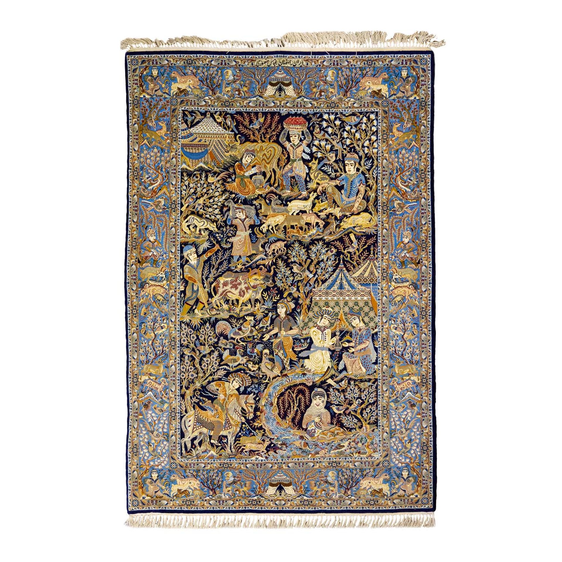 Orientteppich. ISHAHAN/PERSIEN, 20. Jh., ca. 163x108 cm der dunkelblaugrundige Fond des