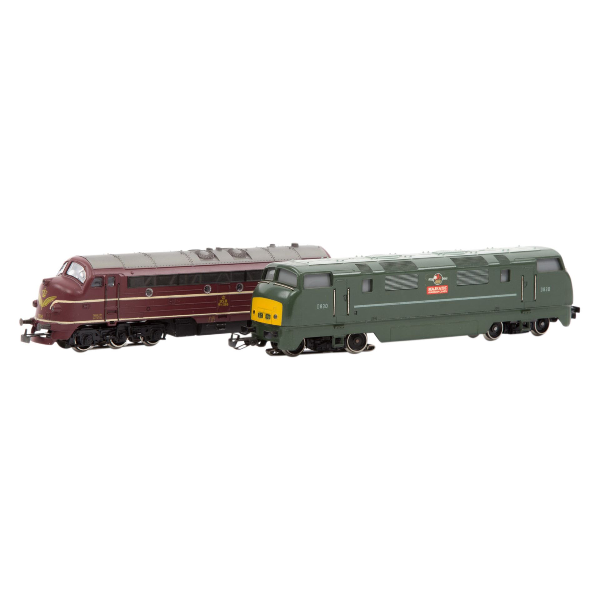 MÄRKLIN zwei Dieselloks 3067/3073, Spur H0, Guss- bzw. Kunststoff-Gehäuse, bestehend aus 3067: