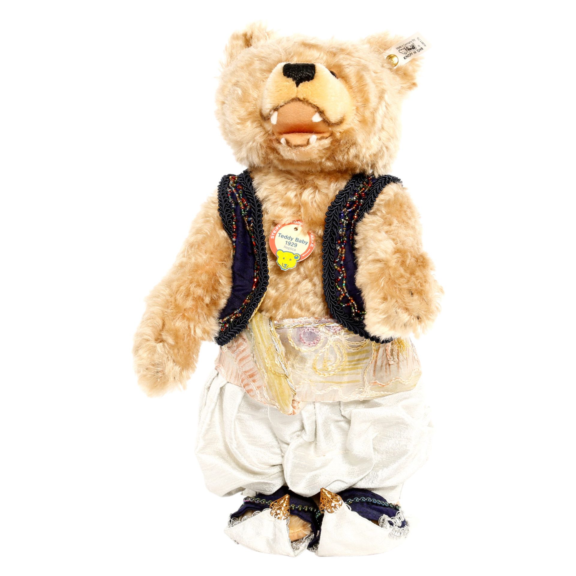 STEIFF Teddy Baby Nr. 408175, 1995, Replik v. 1929, limit. Aufl. von 3000 Stück. Knopf, Fahne, - Bild 2 aus 7