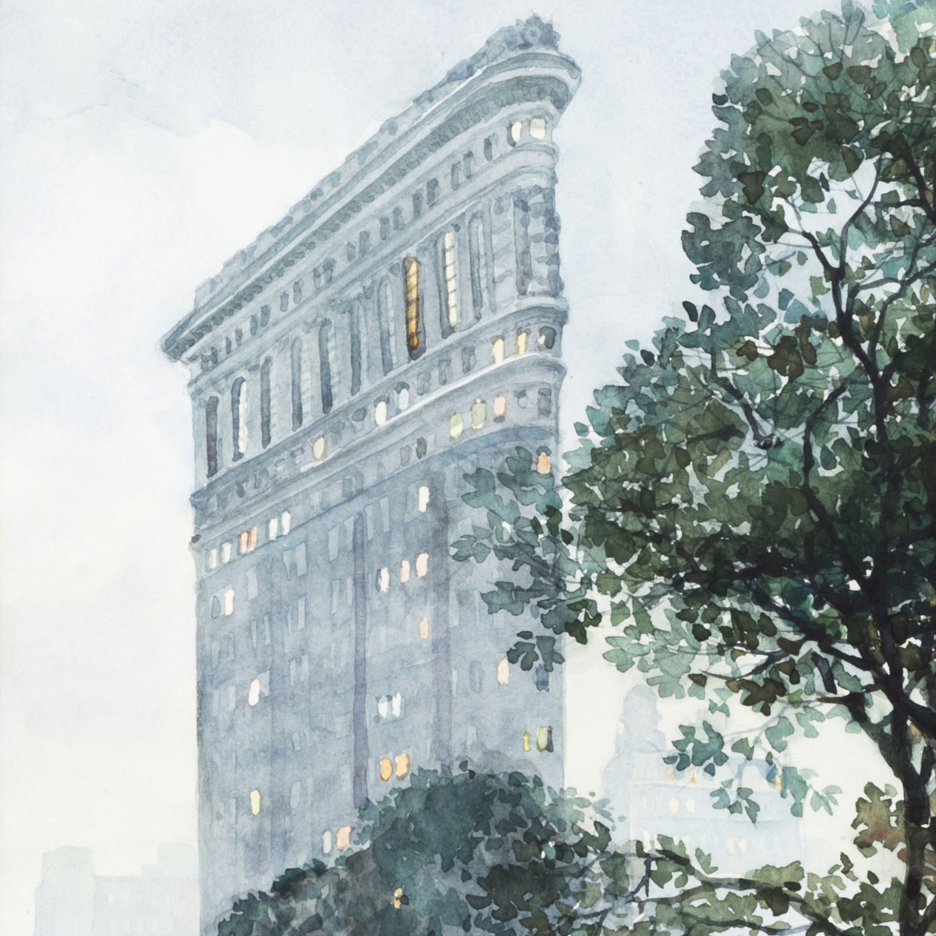 VLADIMIR (slavischer Künstler 20. Jh.), "Flatiron Building in New York", Straßenszene, u.li. sign.