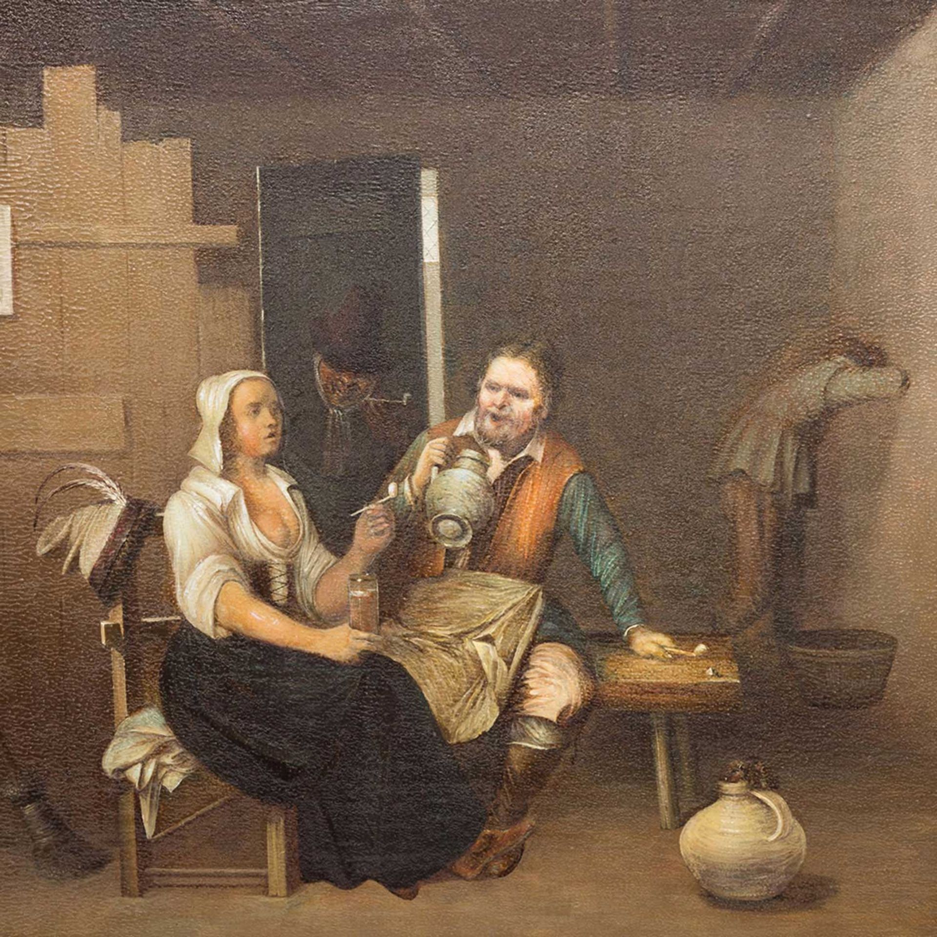 POTTER, L. (Maler 19./20. Jh.), "In der Wirtsstube", beim Trinkgelage, u.re. sign., Öl auf Holz, ca.