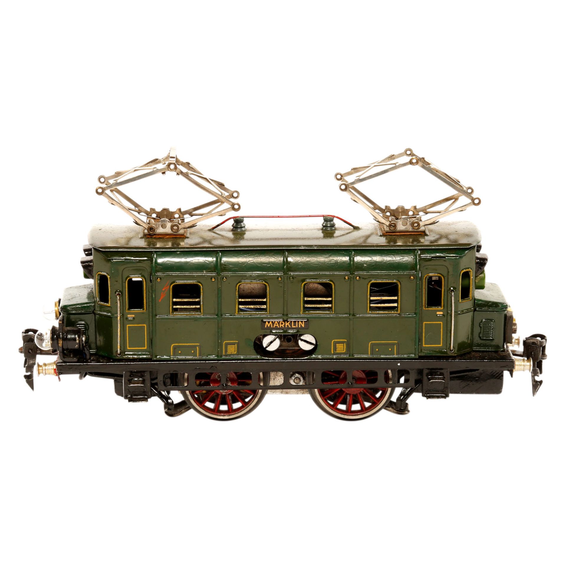 MÄRKLIN E-Lok RS 66/12910, Spur 0, 1933-1953, Blech, grün, lithogr., graues Dach, vor- und - Bild 2 aus 8