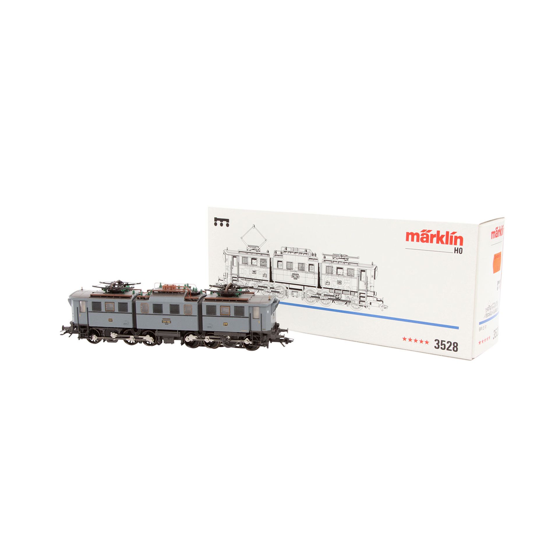 MÄRKLIN E-Lok 3528, Spur H0, Guss-Gehäuse, grau, BR E 91 der DR, BN E91 102, 3-teilige Gelenkbauart. - Bild 8 aus 8