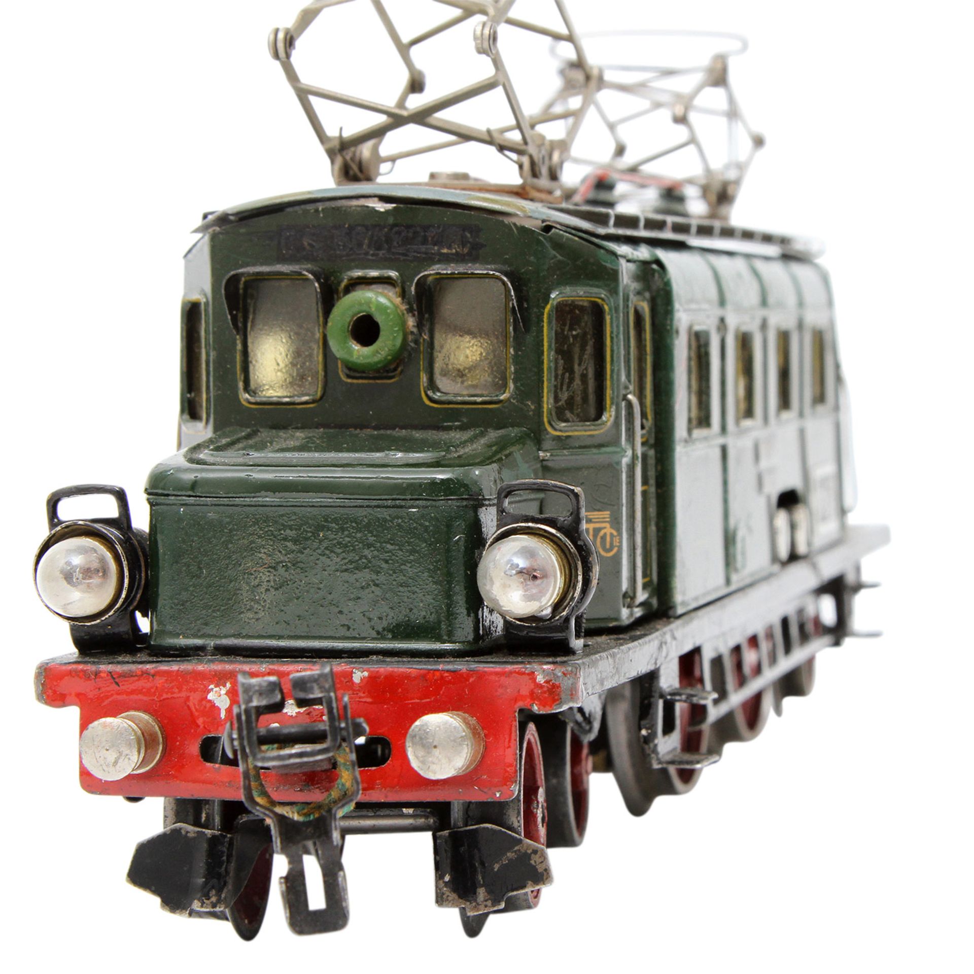 MÄRKLIN E-Lok CS 66/12920, Spur 0, 1933-1953, Blech, grün, lithogr., graues Dach, 66er - Bild 9 aus 9