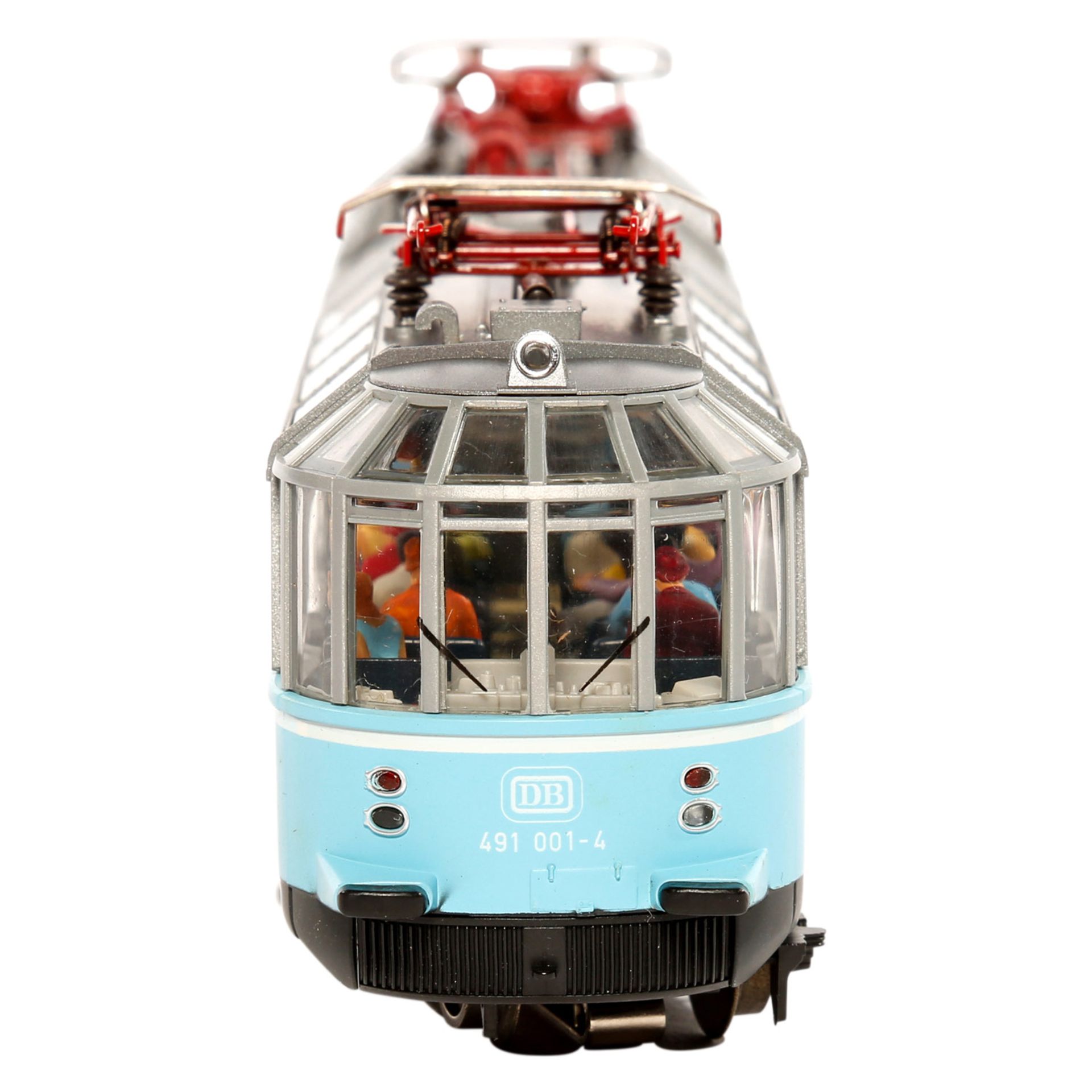 ROCO "Der Gläserne Triebwagen" 43930, Spur H0, Kunststoff-Gehäuse, hellblau/silbern, BR 491 der - Bild 5 aus 10