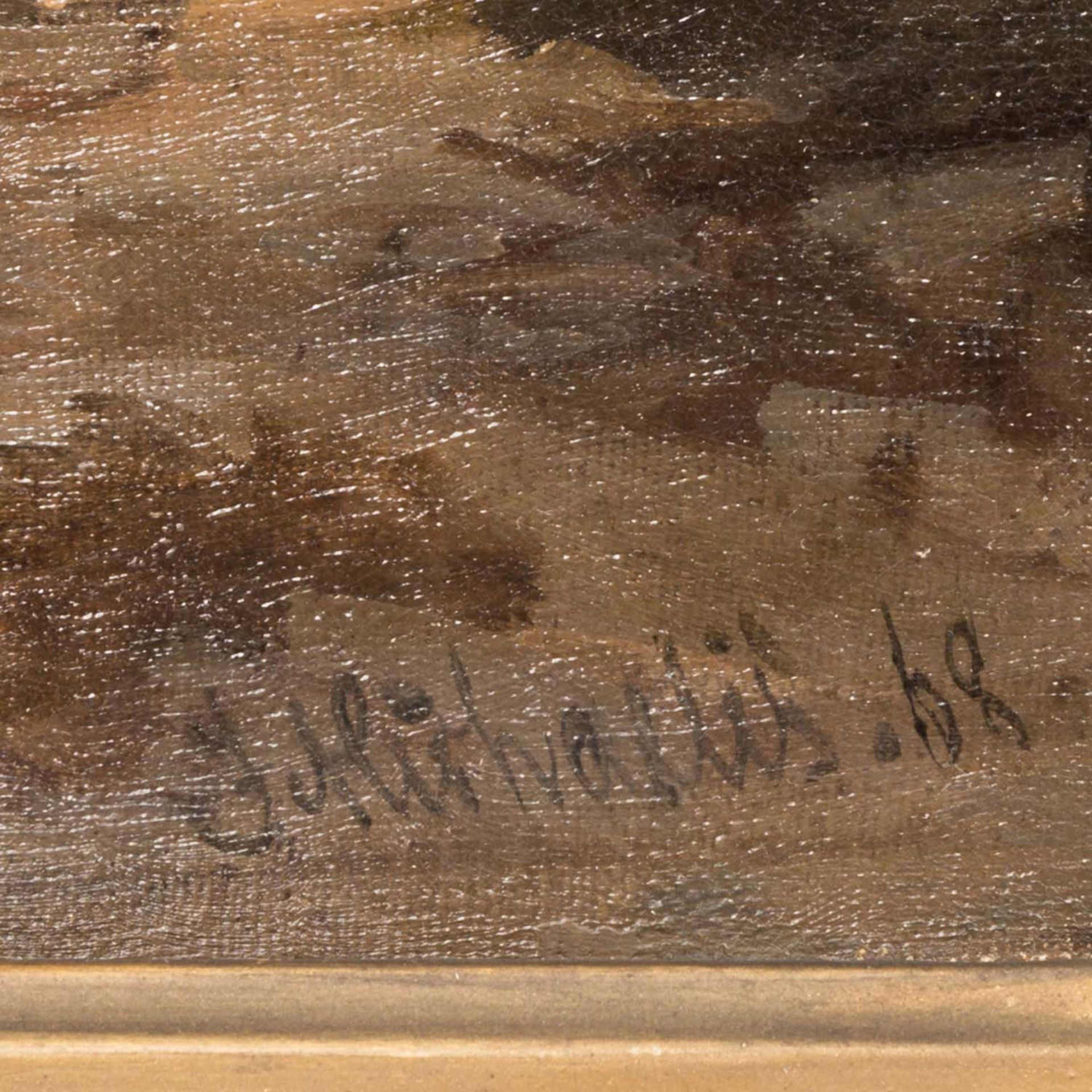 WALLIS, J. H. (engl. Landschaftsmaler 19. Jh.), "Waldrand mit Bach und rastendem Paar", im Hgr. - Bild 3 aus 4